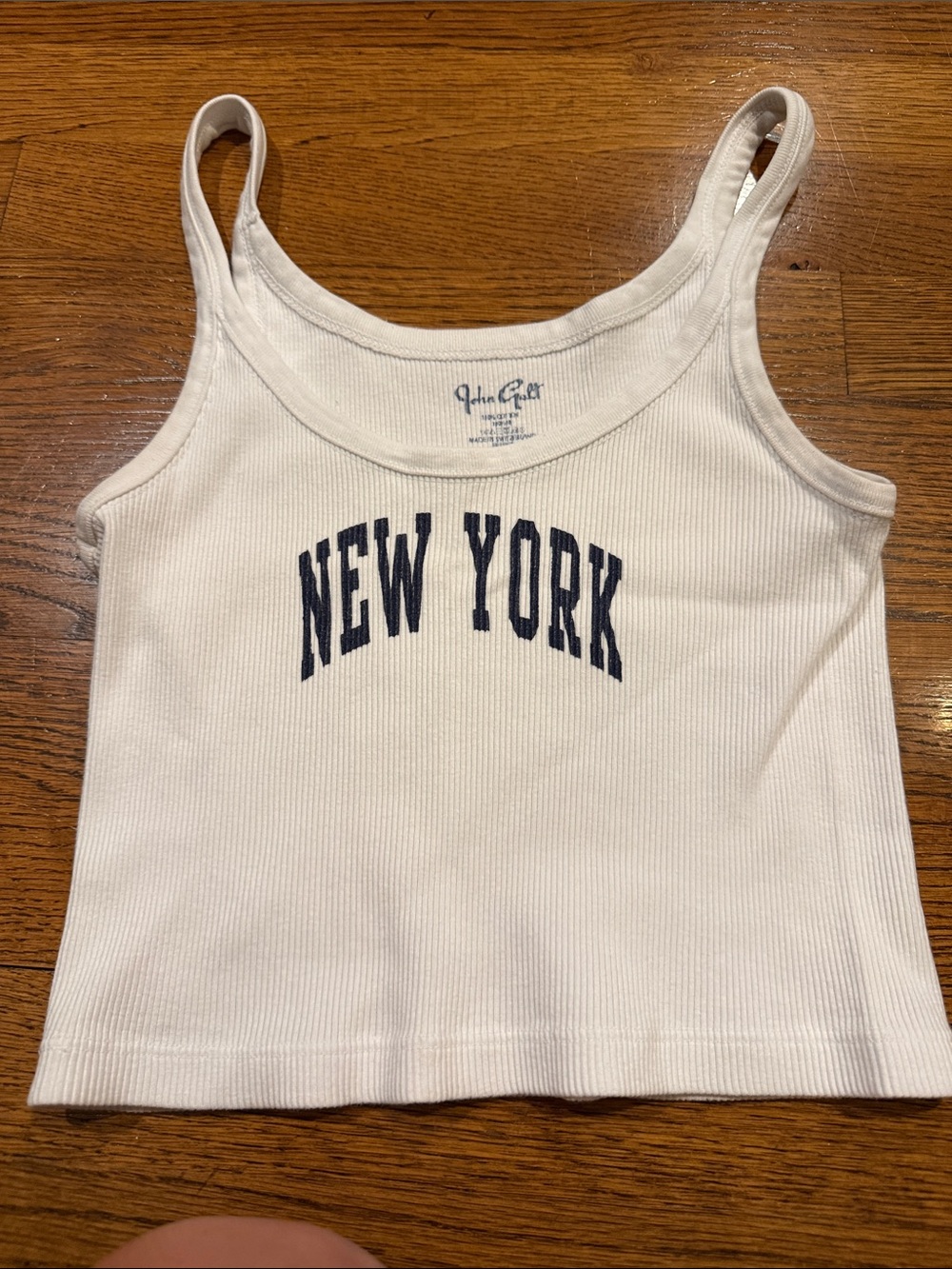 Brandy Melville White Ribbed 'New York' Tank